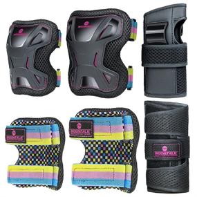 img 4 attached to 🌈 Premium MOUNTALK Knee Pads for Kids/Toddler - Complete Skate Pads Protective Gear Set (Rainbow S) - Elbow Pads, Wrist Guards & Knee Pads Included!