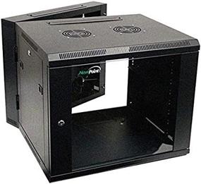 img 2 attached to 🔒 NavePoint 9U Wall-Mount Network Cabinet Enclosure, 600mm Depth, Hinged Back, Swing Gate Server Cabinet with Locks, Pre-Assembled, Reversible Glass Front Door, 1 x L Brackets, 2 Fans, and Cable Management
