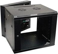🔒 navepoint 9u wall-mount network cabinet enclosure, 600mm depth, hinged back, swing gate server cabinet with locks, pre-assembled, reversible glass front door, 1 x l brackets, 2 fans, and cable management логотип