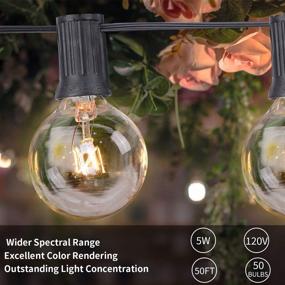 img 1 attached to 🏡 haelpu Outdoor String Lights: 50Ft G40, Waterproof IPX5 Bulbs, Vintage Style Globe Lights - Perfect for Porch, Backyard, Garden, Weddings & Parties! UL Listed with 5 Spare Bulbs