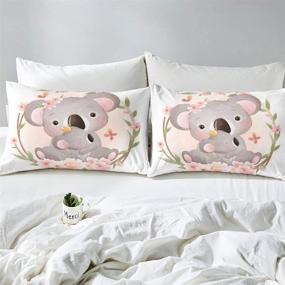 img 1 attached to 💮 Homewish Cute Koala Pink Flowers Bedding Set for Girls & Teens - Full Size Duvet Cover Set with Soft Polyester Material - Includes 1 Duvet Cover + 2 Pillow Cases (Not Comforter)