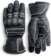 🧤 indie ridge premium pre-weathered leather motorcycle gloves (black) - knuckle protection & mobile phone touchscreen - size large logo