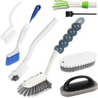 🧼 multipurpose cleaning brush set for kitchen - 8 pcs kit with bendable scrub brush, dish brush grip, nano emery sponge, small bathroom kitchen scrub brush for grout, corners, and edges logo