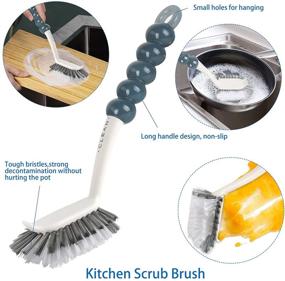 img 3 attached to 🧼 Multipurpose Cleaning Brush Set for Kitchen - 8 PCS Kit with Bendable Scrub Brush, Dish Brush Grip, Nano Emery Sponge, Small Bathroom Kitchen Scrub Brush for Grout, Corners, and Edges