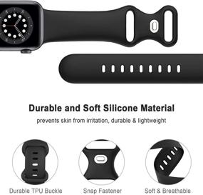 img 3 attached to Премиальные силиконовые ремешки для Apple Watch Series 6 SE 5 4 3 2 1 - комплект из 5 ремешков в черном/винном/кактусовом/сером/морском цветах - совместимы с 38 мм, 40 мм, 42 мм, 44 мм