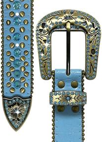 img 3 attached to Women's Rhinestone Belt Western Cowgirl Bling Studded Design Leather Belt for Fashionable and Trendy Looks