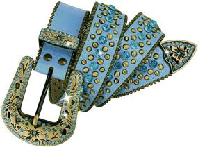 img 4 attached to Women's Rhinestone Belt Western Cowgirl Bling Studded Design Leather Belt for Fashionable and Trendy Looks