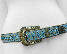 img 2 attached to Women's Rhinestone Belt Western Cowgirl Bling Studded Design Leather Belt for Fashionable and Trendy Looks