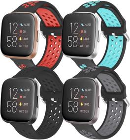 img 4 attached to 📱 Набор из 4-х силиконовых браслетов IHillon, совместимых с Versa: идеальные аксессуары для Fitbit Versa для мужчин и женщин - Versa Lite/1/SE/2