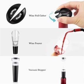 img 1 attached to 🍷 Electric Wine Opener - Automatic Corkscrew Wine Bottle Opener Kit with Foil Cutter, Wine Pourer, and Vacuum Wine Stopper - Ideal for Parties and Wine Enthusiasts