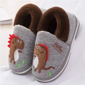 img 3 attached to Dinosaur Slippers Memory Bedroom Winter Boys' Shoes ~ Slippers