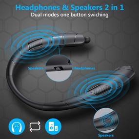 img 2 attached to 🎧 Bluenin BlueWave Pro 1 Bluetooth наушники-динамик 2 в 1, беспроводная колонка на шее с выдвижными наушниками, влагозащищенный гарнитура для бега, звук 3D-стерео (черный)