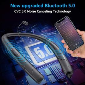 img 3 attached to 🎧 Bluenin BlueWave Pro 1 Bluetooth наушники-динамик 2 в 1, беспроводная колонка на шее с выдвижными наушниками, влагозащищенный гарнитура для бега, звук 3D-стерео (черный)