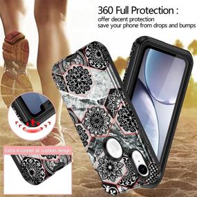 img 2 attached to 📱 Hekodonk iPhone XR Case with Screen Protector - Heavy Duty Protective Cover for Apple iPhone XR 6.1 Inch 2018-Marble Black