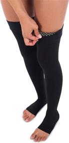 img 1 attached to 🧦 Jomi Compression Thigh High Stockings - 30-40mmHg Premiere Open Toe, Unisex - Petite 365, X-Large, Black