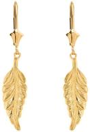 🌿 10k and 14k yellow gold bohemian leaf feather drop earrings - certified for enhanced seo logo