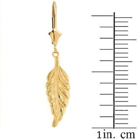 img 2 attached to 🌿 10K and 14K Yellow Gold Bohemian Leaf Feather Drop Earrings - Certified for Enhanced SEO