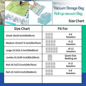 img 2 attached to Maximize Your Storage Space with Bagail Vacuum Storage Bags - 14 Pack, 80% Space Saver Bags for Comforters, Blankets, Bedding, Clothes, Pillows, Towels, etc. Hand Pump Included! (3L+4M+5S+2LRoll)