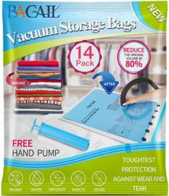 img 4 attached to Maximize Your Storage Space with Bagail Vacuum Storage Bags - 14 Pack, 80% Space Saver Bags for Comforters, Blankets, Bedding, Clothes, Pillows, Towels, etc. Hand Pump Included! (3L+4M+5S+2LRoll)