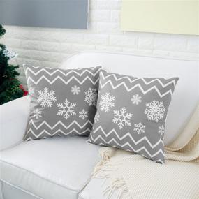 img 2 attached to 🛋️ Highway 50 Grey Gray Throw Pillow Covers Set 18 x 18 inch - Couch Sofa Bed Living Room Decorative Cushion Cover - Soft & Comfy, Christmas Bohemian Snowflakes Print - Pack of 4