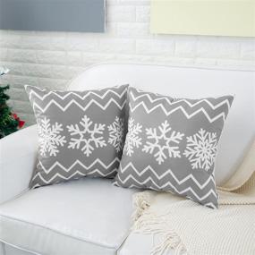 img 3 attached to 🛋️ Highway 50 Grey Gray Throw Pillow Covers Set 18 x 18 inch - Couch Sofa Bed Living Room Decorative Cushion Cover - Soft & Comfy, Christmas Bohemian Snowflakes Print - Pack of 4