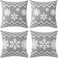 🛋️ highway 50 grey gray throw pillow covers set 18 x 18 inch - couch sofa bed living room decorative cushion cover - soft & comfy, christmas bohemian snowflakes print - pack of 4 logo