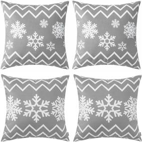 img 4 attached to 🛋️ Highway 50 Grey Gray Throw Pillow Covers Set 18 x 18 inch - Couch Sofa Bed Living Room Decorative Cushion Cover - Soft & Comfy, Christmas Bohemian Snowflakes Print - Pack of 4
