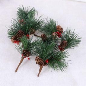 img 3 attached to 🌲 10pcs Artificial Pine Picks with Berries - Ideal for Christmas Flower Arrangements, Wreaths, and Holiday Decorations