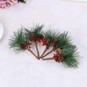 img 2 attached to 🌲 10pcs Artificial Pine Picks with Berries - Ideal for Christmas Flower Arrangements, Wreaths, and Holiday Decorations