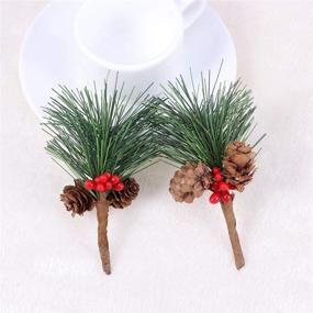 img 1 attached to 🌲 10pcs Artificial Pine Picks with Berries - Ideal for Christmas Flower Arrangements, Wreaths, and Holiday Decorations