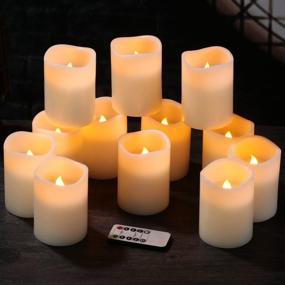 img 2 attached to Flameless Candles Set of 12: Real Wax LED Pillar Candles with Remote and Timer