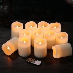 img 1 attached to Flameless Candles Set of 12: Real Wax LED Pillar Candles with Remote and Timer