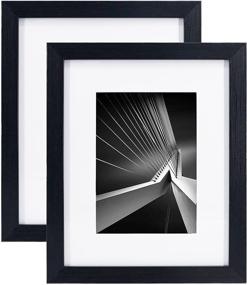 img 4 attached to 🖼️ Versatile 8x10 Picture Frames for Graduation Memories - Display 5x7 Photos with Mat, Wood Grain Design, High Definition Glass, Perfect Gallery Wall or Tabletop Decor - Set of 2