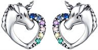 presentski unicorn stud earrings: hypoallergenic 925 sterling silver gift for girls & women – ideal for birthdays, christmas & parties! logo