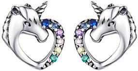 img 3 attached to Presentski Unicorn Stud Earrings: Hypoallergenic 925 Sterling Silver Gift for Girls & Women – Ideal for Birthdays, Christmas & Parties!