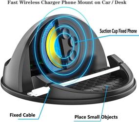 img 2 attached to 📱 10W Fast Charging Wireless Car Charger Mount: Anti-Slip Car Phone Holder for iPhone, Samsung, Android Smart Phones, GPS Devices & More (Black 3)