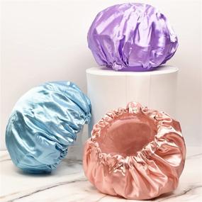 img 2 attached to 🚿 SMILCO Shower Cap, Pack of 4 Women's Shower Caps, Double Waterproof Layers and Reusable EVA Hair Caps for Enhanced Hair Protection