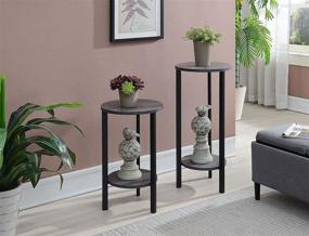 img 1 attached to 🌿 Graystone Weathered Gray/Black 2-Tier Plant Stand, 24 Inches - Convenience Concepts