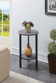 img 2 attached to 🌿 Graystone Weathered Gray/Black 2-Tier Plant Stand, 24 Inches - Convenience Concepts