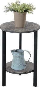 img 3 attached to 🌿 Graystone Weathered Gray/Black 2-Tier Plant Stand, 24 Inches - Convenience Concepts