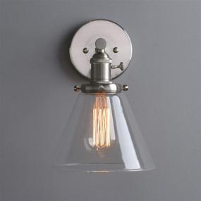 img 2 attached to 💡 Vintage Industrial Wall Light - Phansthy 1-Light Wall Lamp with 7.3 Inches Cone Glass Canopy in Chrome