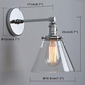 img 3 attached to 💡 Vintage Industrial Wall Light - Phansthy 1-Light Wall Lamp with 7.3 Inches Cone Glass Canopy in Chrome