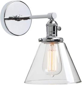 img 4 attached to 💡 Vintage Industrial Wall Light - Phansthy 1-Light Wall Lamp with 7.3 Inches Cone Glass Canopy in Chrome