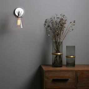 img 1 attached to 💡 Vintage Industrial Wall Light - Phansthy 1-Light Wall Lamp with 7.3 Inches Cone Glass Canopy in Chrome