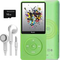 16gb mp3 player with micro sd card, built-in speaker for music/photo/video/fm radio/voice recorder/e-book reader, supports up to 128gb logo