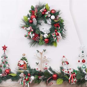 img 2 attached to Valery Madelyn Pre-Lit 6 Feet Elf Christmas Garland with LED Lights, Ball Ornaments - Front Door, Window, Fireplace Mantle Xmas Decor, Battery Operated