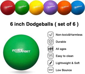 img 1 attached to FeinSport Soft Foam Dodgeball Set for Indoor/Outdoor Playground Games, Kids & Adults - 6 Pack with Mesh Storage Bag