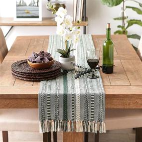 img 1 attached to 🏡 DII Farmhouse Braided Stripe Table Runner Collection in Dark Green – 15x108 inches