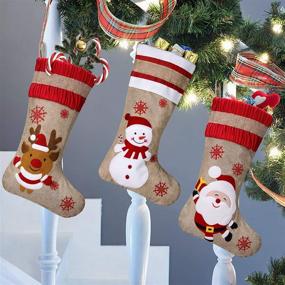 img 4 attached to 🎄 Imoislab Christmas Stocking Set - Festive Santa, Snowman & Reindeer Decorations - Party Accessory and Xmas Decoration Pack of 3
