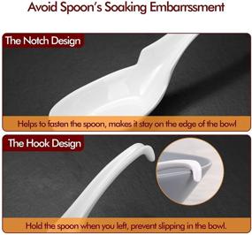 img 2 attached to Hiware 12-Piece Asian Soup Spoons Set - Rice Spoons, Chinese Won Ton Soup Spoon - Notch and Hook Style, White